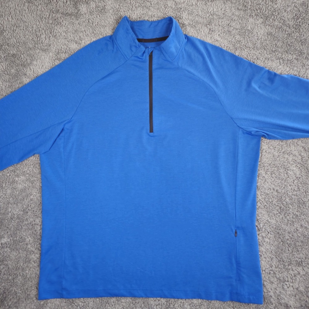 REI Co-op Mens XL Blue 1/4 Zip Tech Performance Long Sleeve Stretch Shirt Active